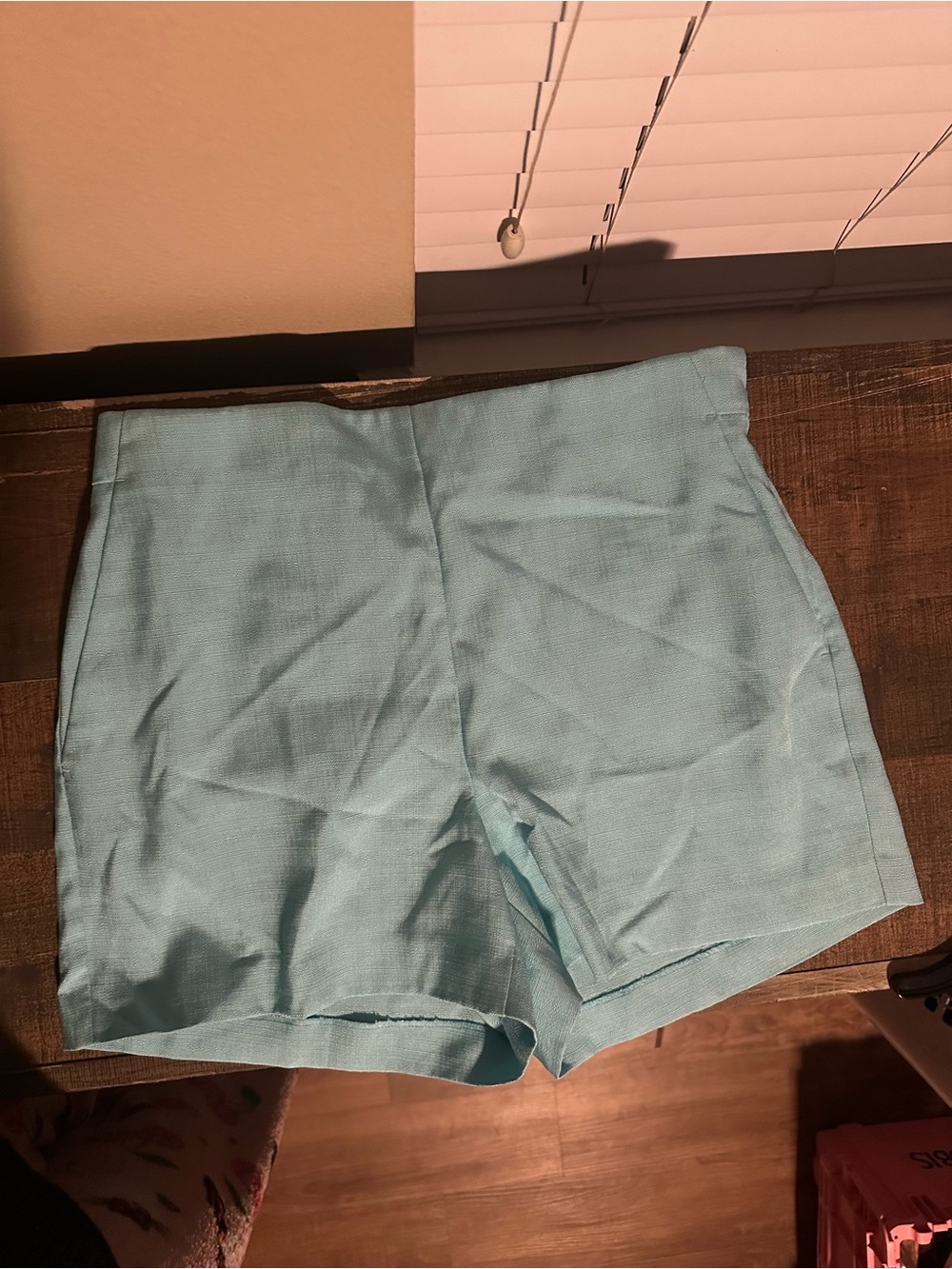 Ann Taylor Light Blue High-Waist Tailored Shorts